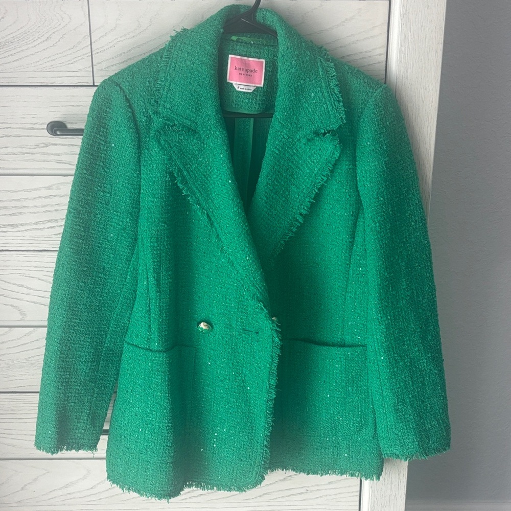 Kate Spade Vibrant Green Tweed Blazer. Perfect for St Patrick’s Party! - Picture 2 of 9